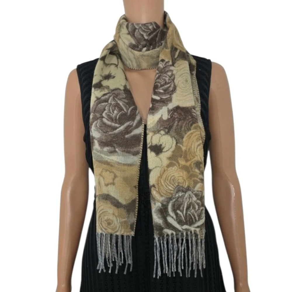 V.FRAAS  Cashmink Scarf  Women’s Softer Than Cashmere Floral beige/black 64